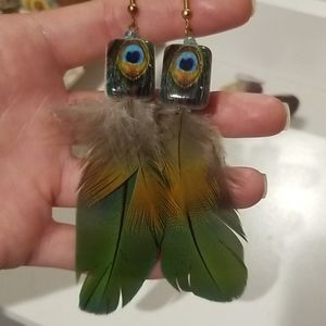 Handmade peacock boho earring
